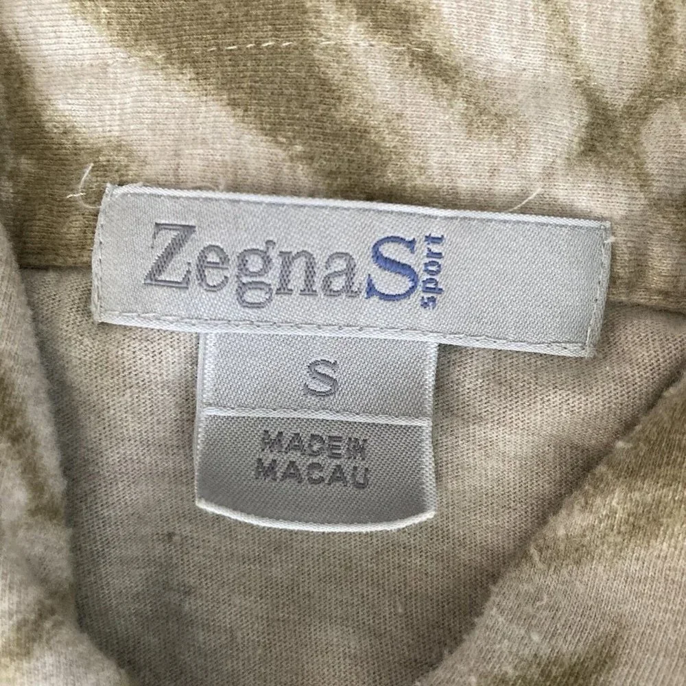 Zegna Sport Shirt Mens Small Brown White Pot Leaf Button Front Hawaiian